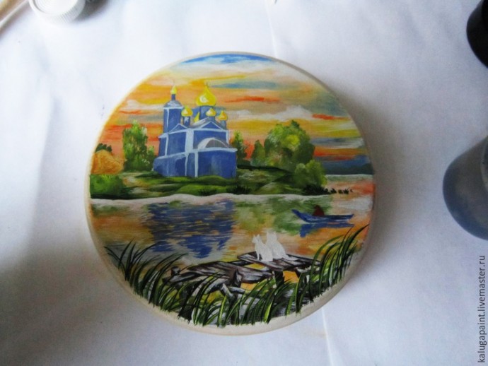 Расписываем шкатулочку с пейзажем и имитацией камня Расписываем шкатулочку с пейзажем и имитацией камня