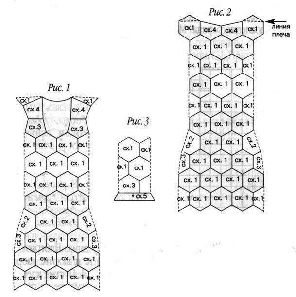 ​Платье из мотивов, которое связано одним узором