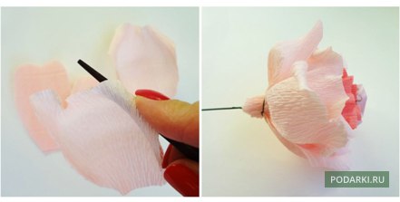 Роза из гофрированной бумаги