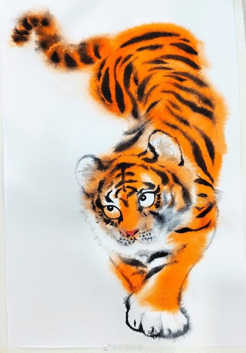 ​Урок рисования акварелью: тигр