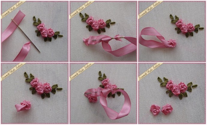 Вышивка лентами разных цветов: мастер-класс