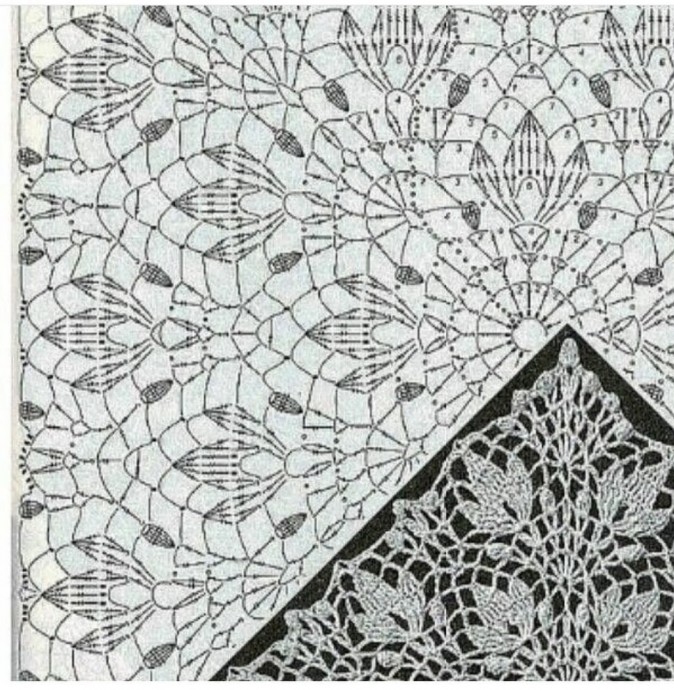 Красивая объёмная салфетка крючком в форме квадрата