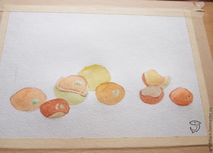 Рисуем каштаны акварелью Рисуем каштаны акварелью