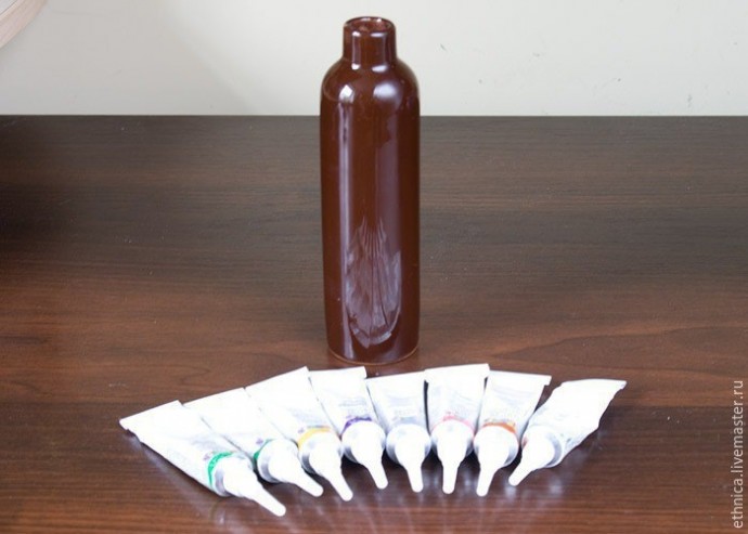 Мастер-класс по точечной росписи бутылки в африканском стиле (Автор: Nika Ethnica)