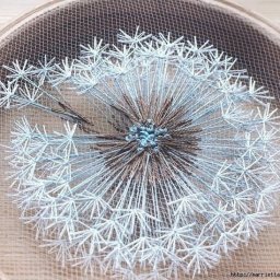 Красивая вышивка на тюле