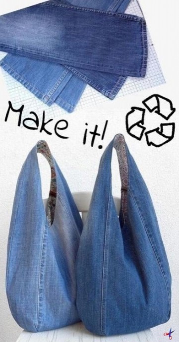 Удобные сумки из старых джинсов
