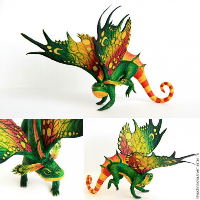 Лепим чудесного интерьерного дракончика из бархатного пластика