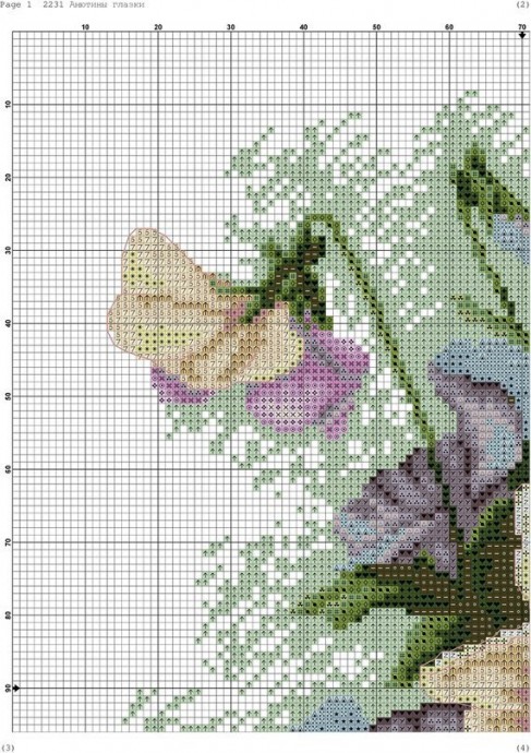 Схема для вышивки с ключом "Анютины глазки" Схема для вышивки с ключом "Анютины глазки"