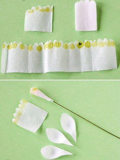 Букетик подснежников из гофрированной бумаги