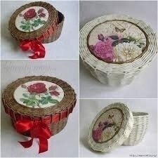 Плетение из газет: круглая корзина