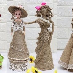 ​Интерьерные куколки из джутовой бечевки и мешковины