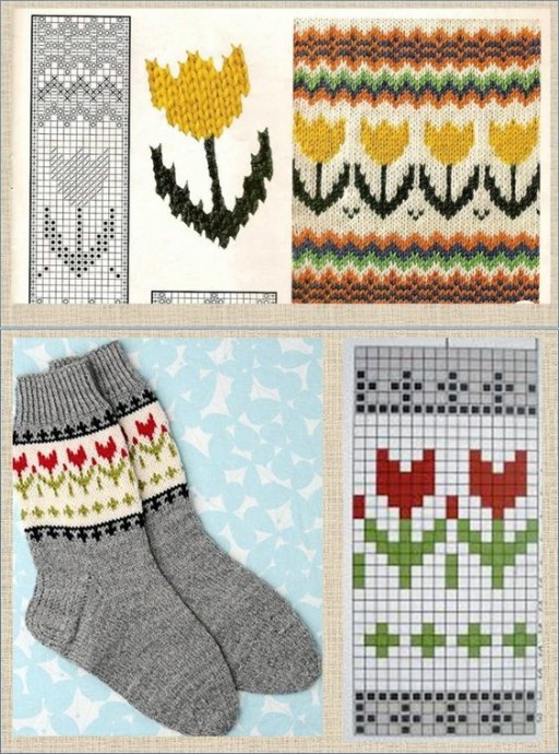 Вяжем милые носочки с тюльпанчиками Вяжем милые носочки с тюльпанчиками