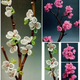 Веточка вишни из бисера