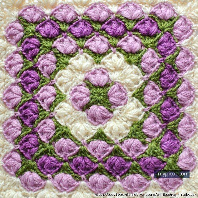 Новый цветной квадрат для вязания крючком