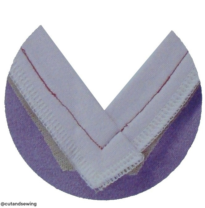Обработка V-образного выреза горловины бейкой из трикотажного полотна