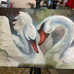 Рисуем пару лебедей