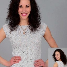 Удлиненный топ с простой выкройкой и красивым узором спицами