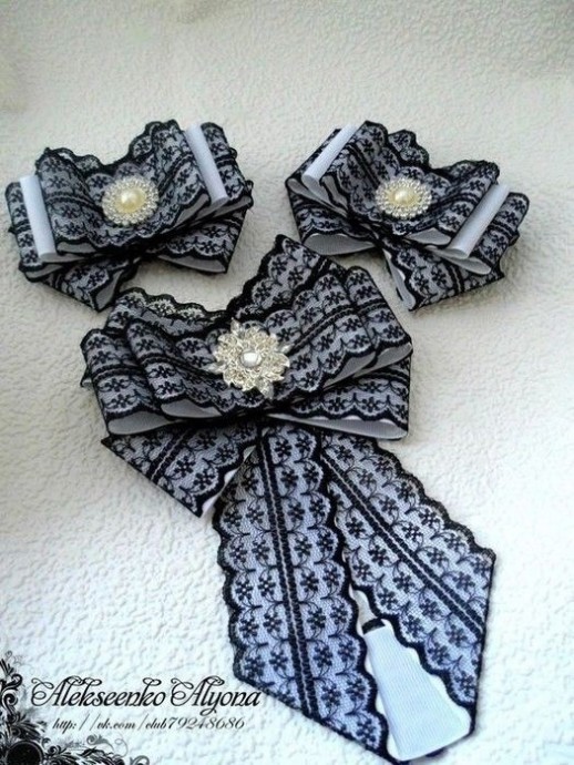 Украшения из атласных лент