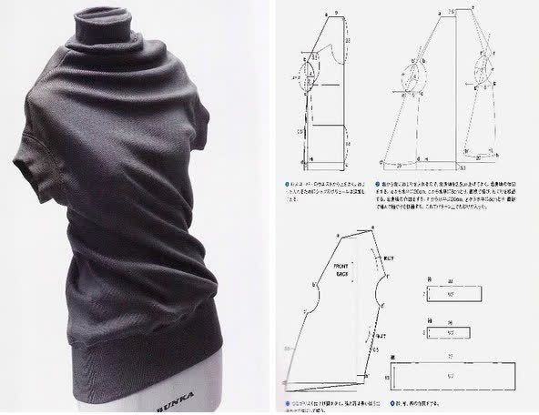 Выкройка трикотажного асимметричного платья