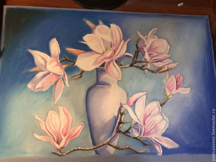 Рисование пастелью магнолии Рисование пастелью магнолии