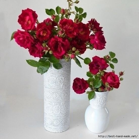 Декорируем вазу кружевом