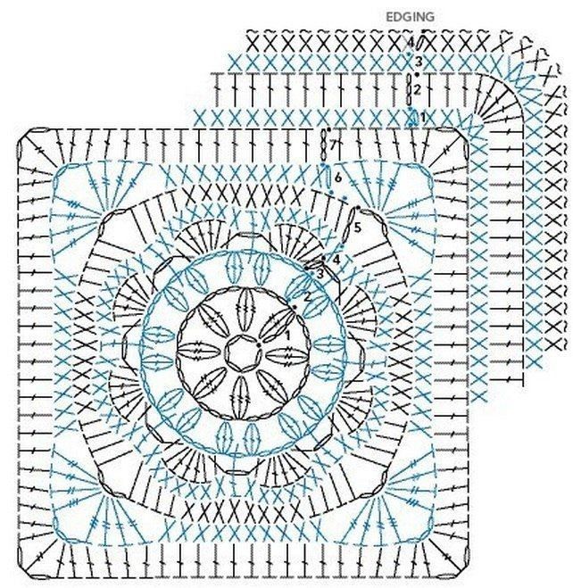Много схем квадратных мотивов крючком