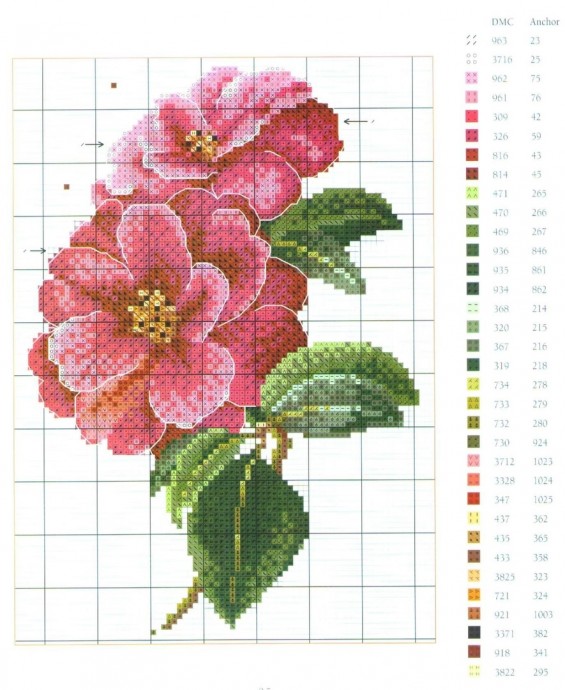 Вышиваем небольшие цветочки