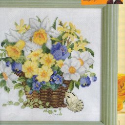 ​Вышивка крестом корзины с желтыми цветами
