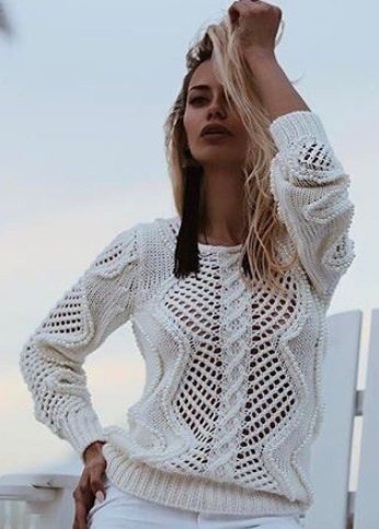 Ажурный пуловер спицами