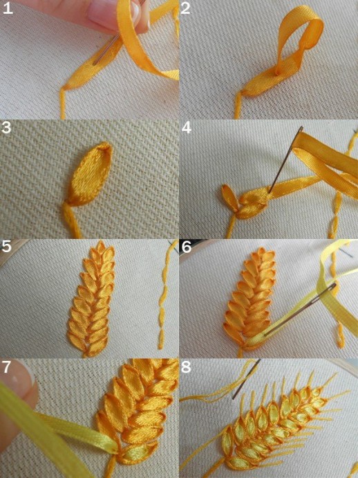 Большое панно: вышивка атласными лентами