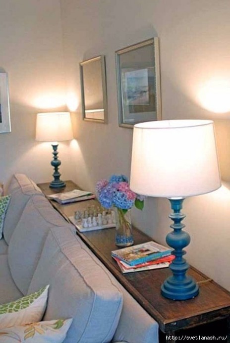 Идеи использования свободного места за диваном