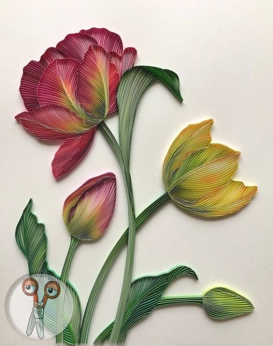 ​Идеи прекрасных цветов в технике квиллинга