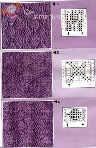 Узоры из лицевых и изнаночных петель