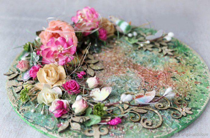 Цветочное панно с фактурным фоном