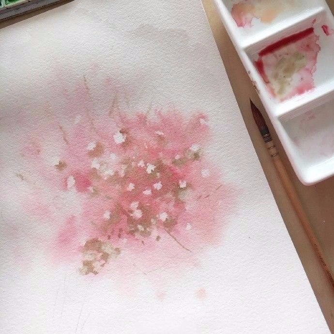 Нежный букет цветов акварелью