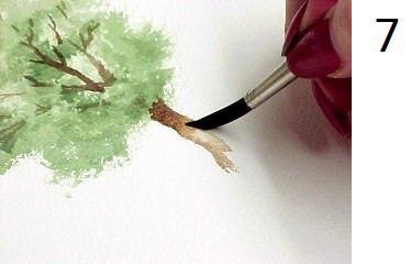 ​Рисование деревьев при помощи бумажных полотенец