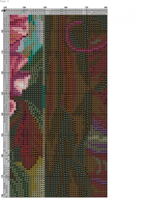 ​Вышивка крестом: яркий цветок на пестром фоне