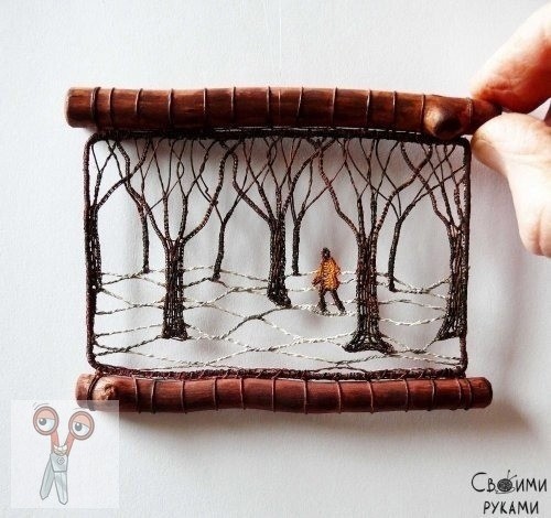 ​Полупрозрачные картины из пряжи