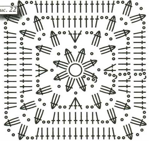 Много схем квадратных мотивов крючком