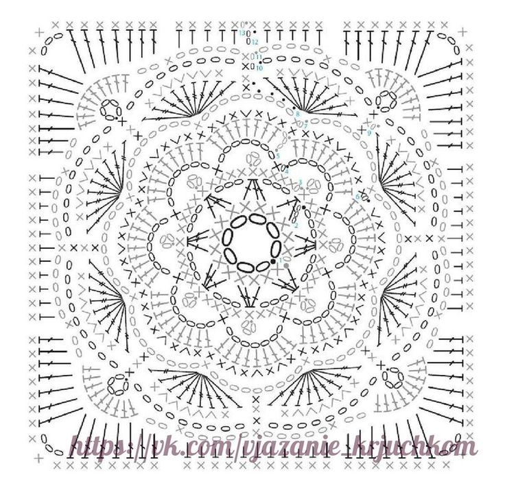 Много схем квадратных мотивов крючком