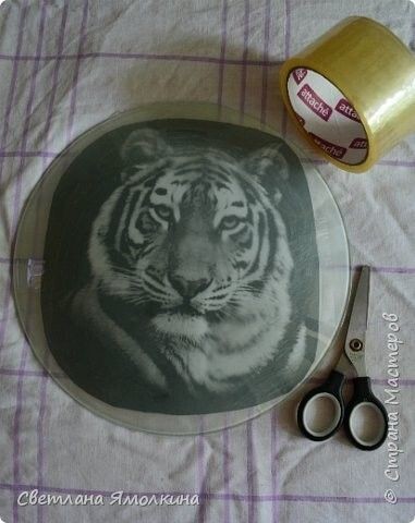 Панно с тигром из круп