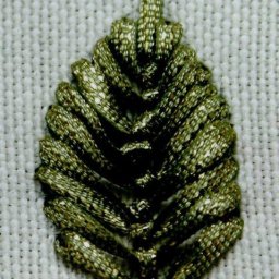 Вышивка лентами: листики