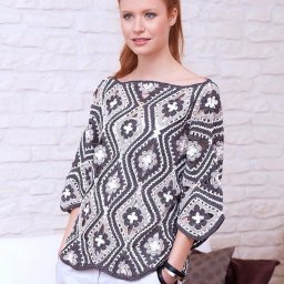 Джемпер крючком из мотивов