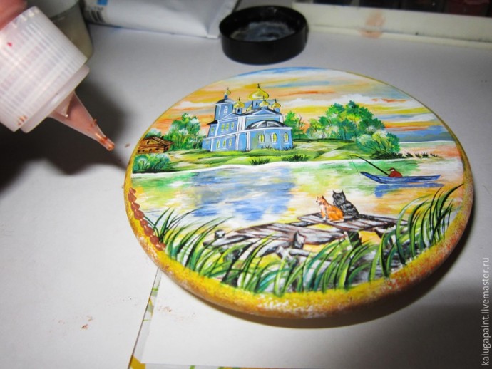 Расписываем шкатулочку с пейзажем и имитацией камня Расписываем шкатулочку с пейзажем и имитацией камня