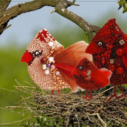 Создаем брошь-птичку "Красный Кардинал"