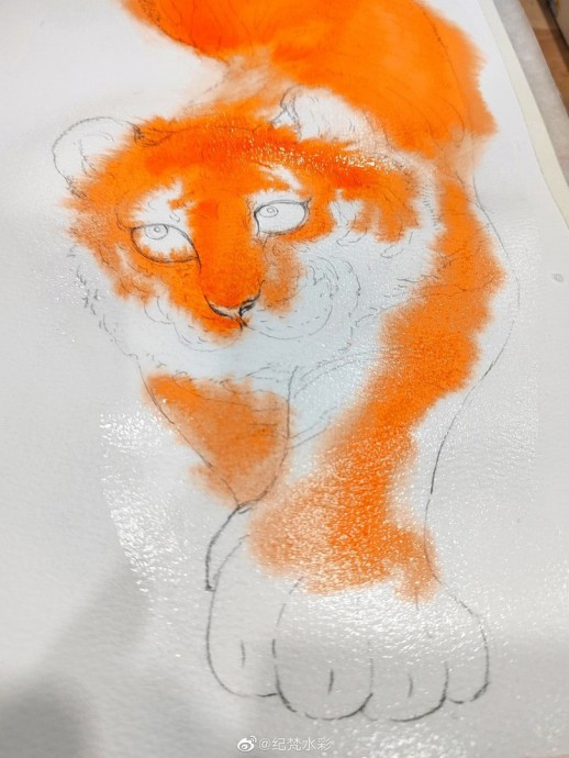 ​Урок рисования акварелью: тигр