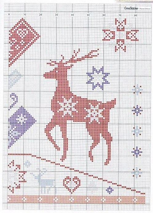 Зимние мотивы: схема для вышивки крестом
