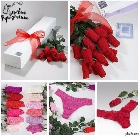 Оригинальные розы из кружевного белья