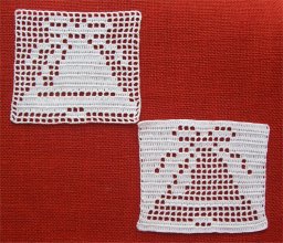 Оригинальные новогодние мотивы филейным вязанием крючком