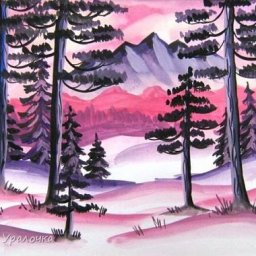 ​Рисуем темные горы гуашью